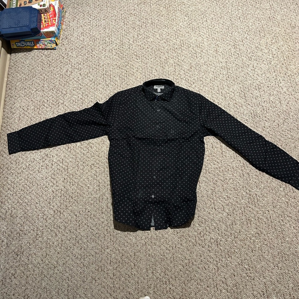 Express Black and Gray Patterned Shirt